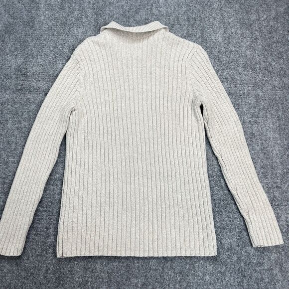 Lauren Ralph Lauren Sweater Womans M Fisherman Silk Linen Cotton Leather Tie - Picture 2 of 8